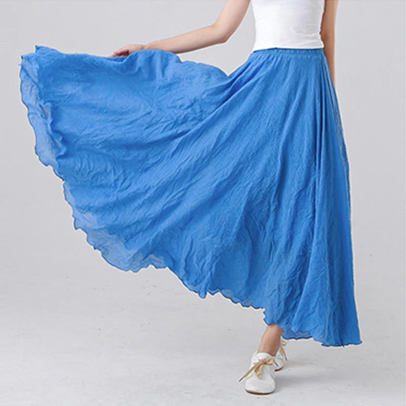 Srene Breeze Cotton Linen Maxi Skirt