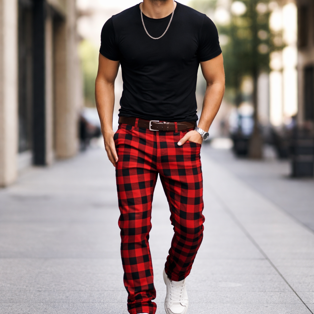 Nord Red Buffalo Plaid Jeans