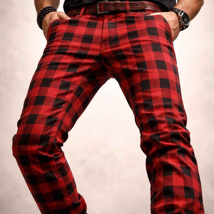 Nord Red Buffalo Plaid Jeans