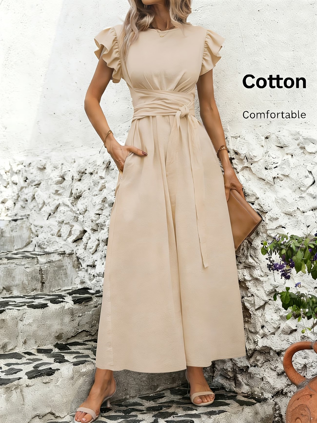Nord Flutter-Sleeve Maxi Dress