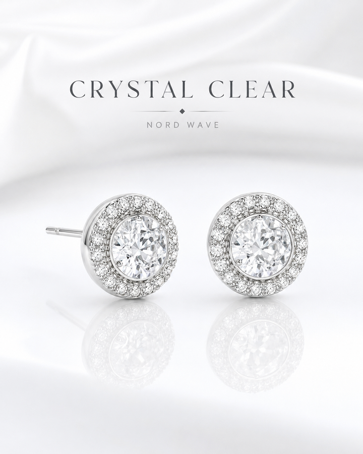 Nord Crystal Halo Stud Earrings