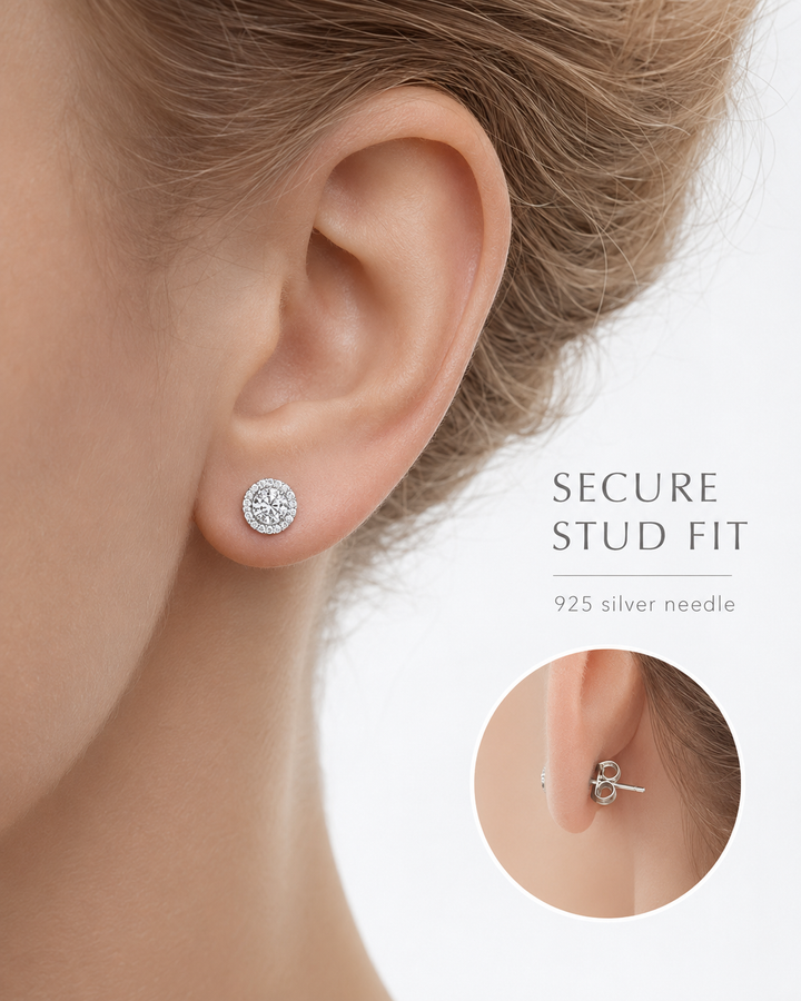 Nord Crystal Halo Stud Earrings