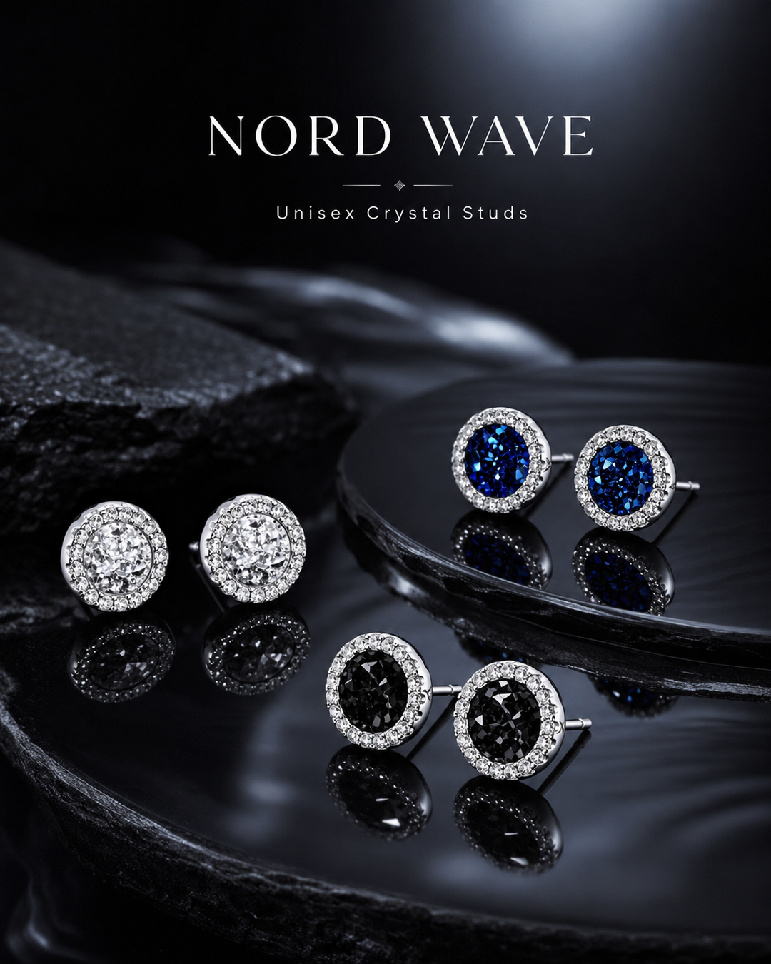 Nord Crystal Halo Stud Earrings