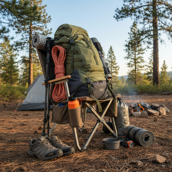 Backpack and hiking gear