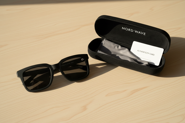 Flat Lay Black Sunglasses Nord Wave Case