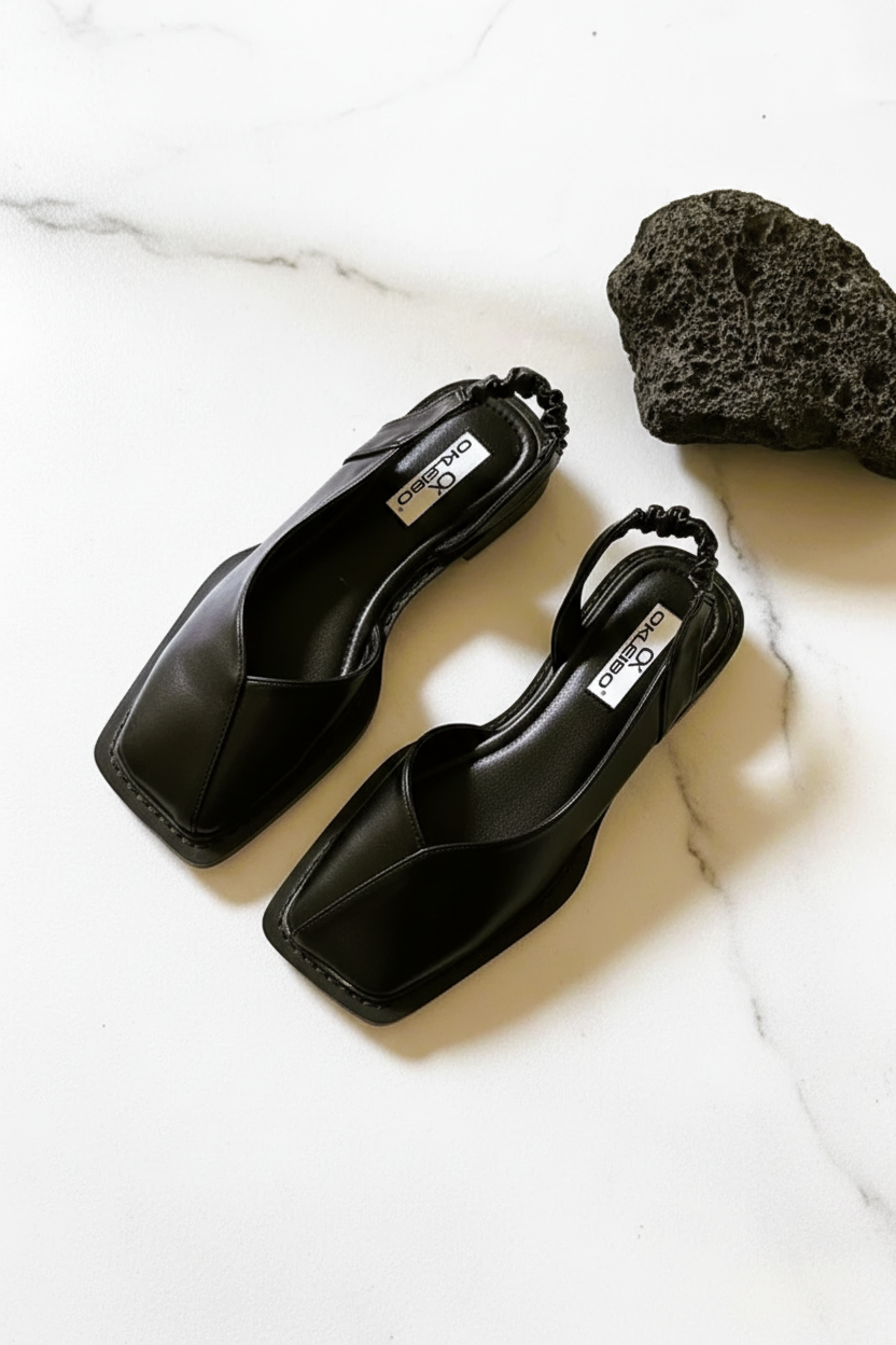 Flat lay marble black