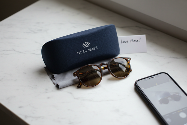 Flat Lay Tortoiseshell Sunglasses Nord Wave Case