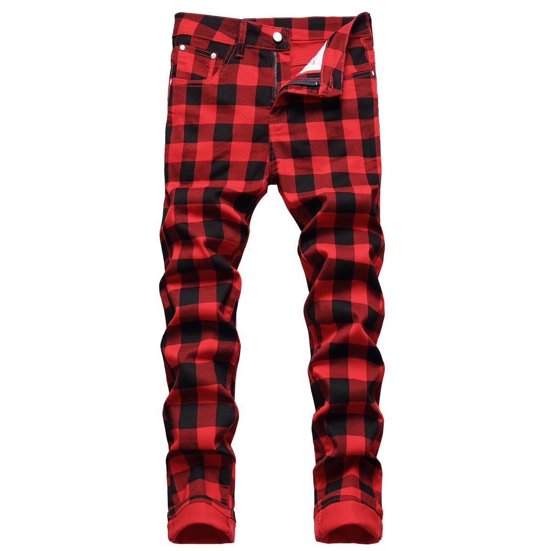 Nord Red Buffalo Plaid Jeans