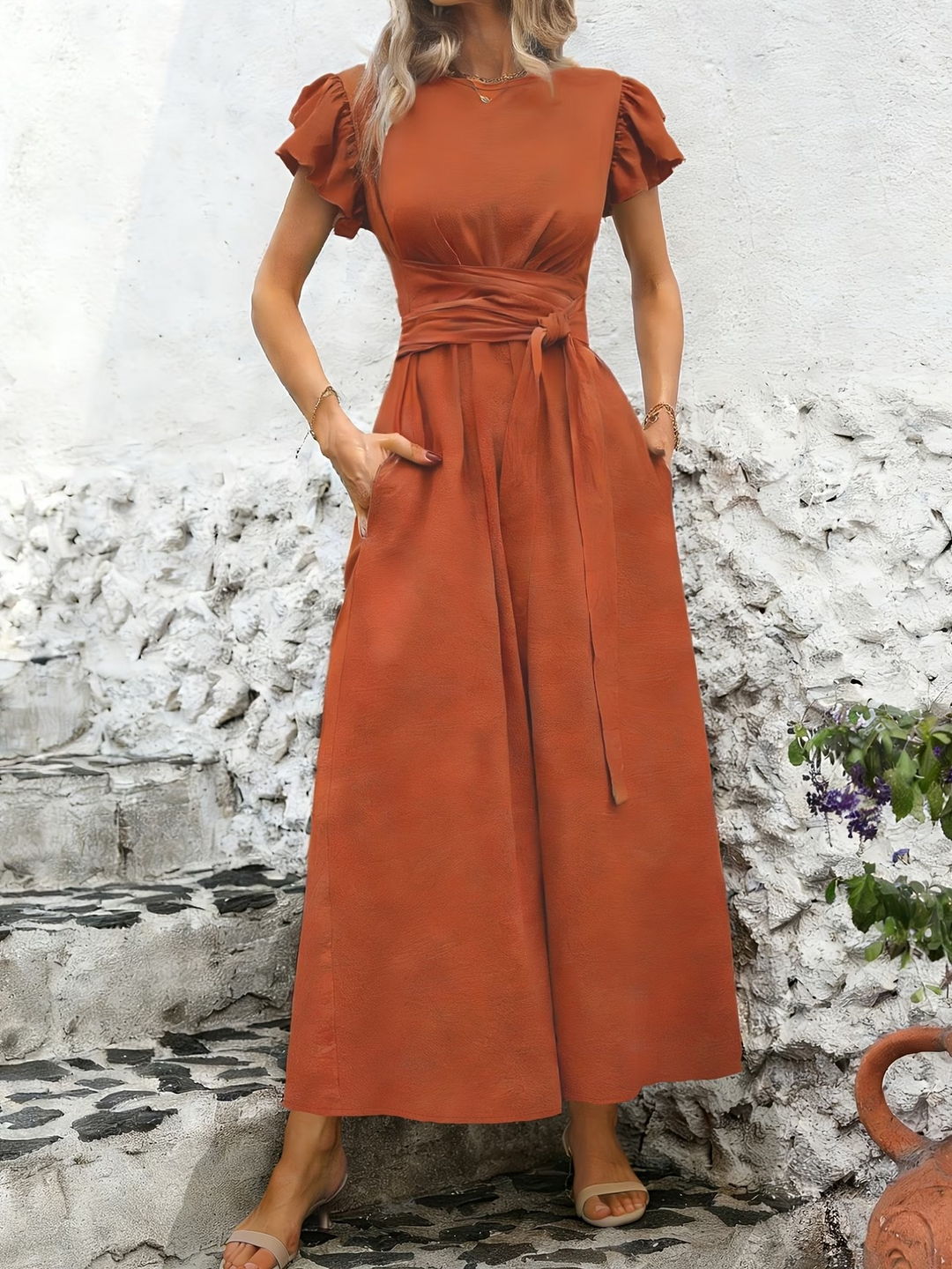 Nord Flutter-Sleeve Maxi Dress