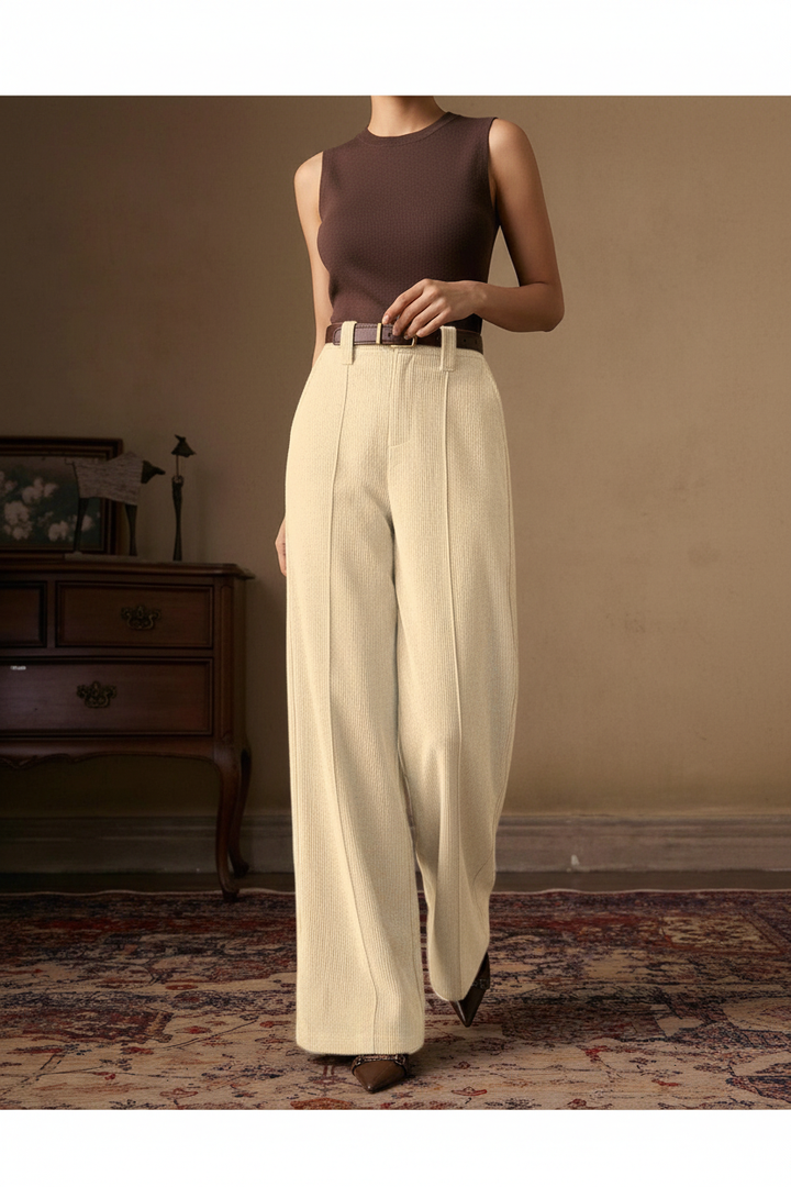 Nord Corduroy Wide-Leg Trousers Ivory - Walking