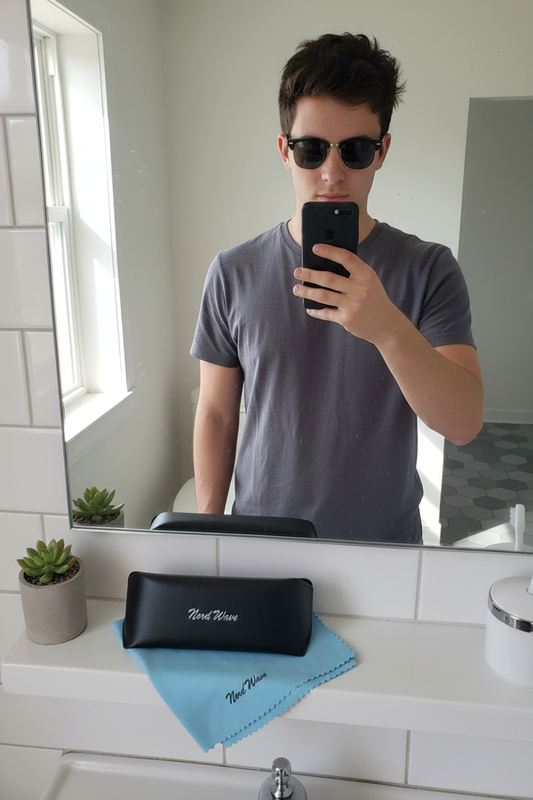 Man Mirror Selfie Black Wayfarers