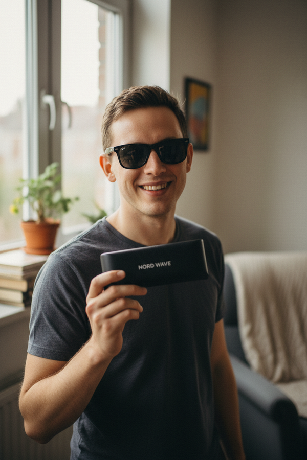 Man Window Wayfarer Sunglasses Nord Wave Case