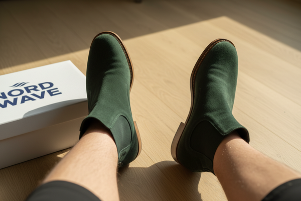 Men Close-up Green Suede Chelsea