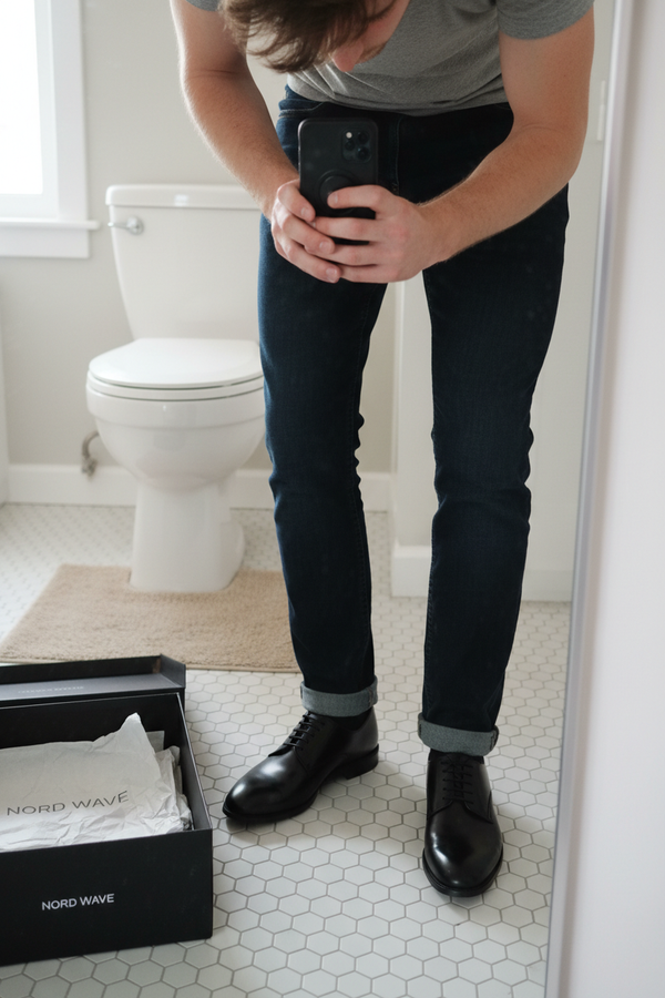 Men Mirror Selfie Black Oxford