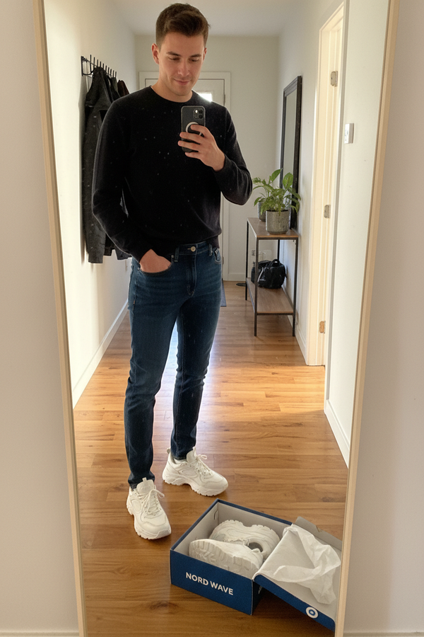 Men Mirror Selfie White Chunky Sneakers