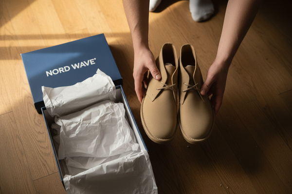 Men Suede Boots Flat Lay Box