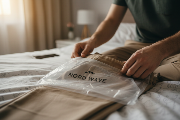 Men Unboxing Chinos Close-up