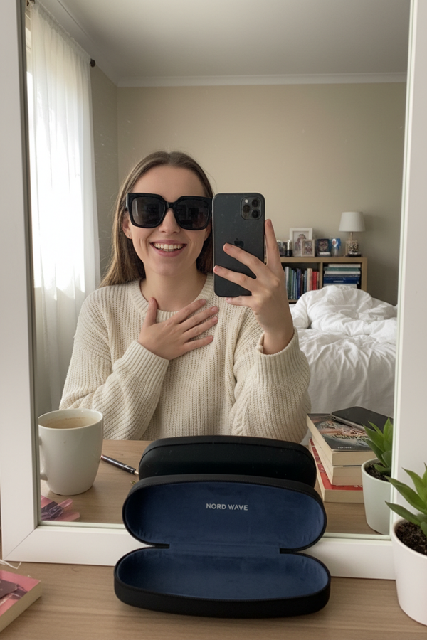 Mirror Selfie Black Oversized Sunglasses Home