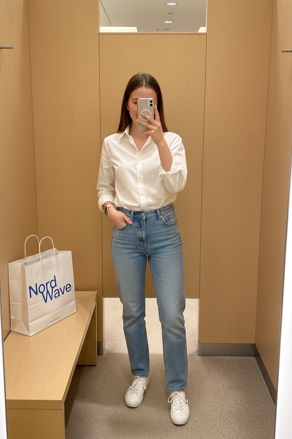 Mirror Selfie Jeans White Shirt