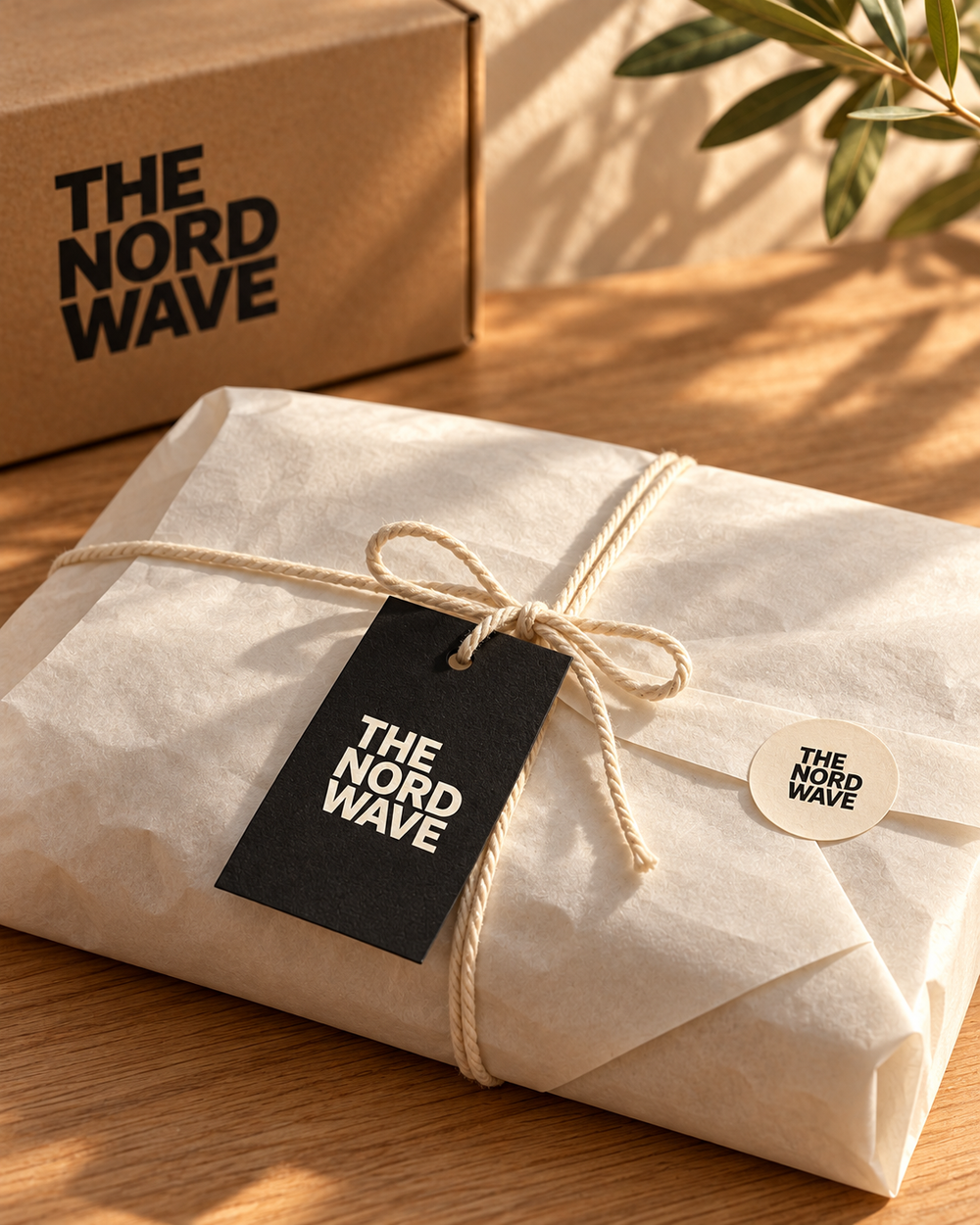 Packaging concept: tissue wrap and branded card