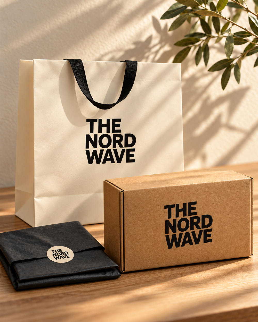 Packaging concept: branded paper bag and parcel