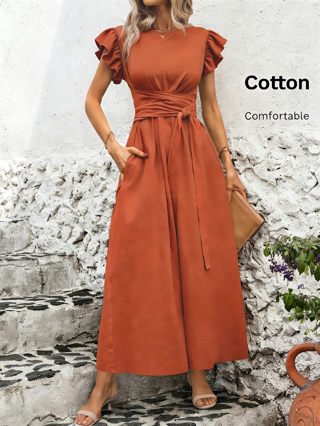 Nord Flutter-Sleeve Maxi Dress