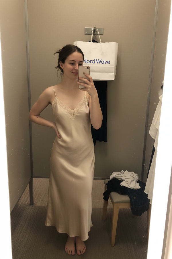 Women Mirror Selfie Satin Dress