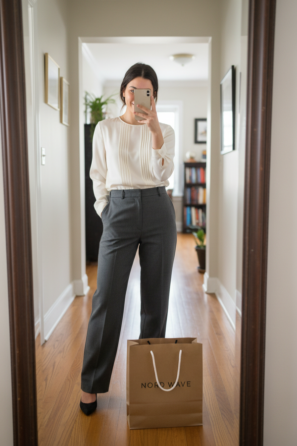 Women Mirror Selfie Wide Trousers Blouse