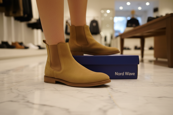 Women Store Close-up Tan Suede Chelsea